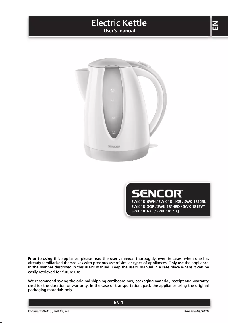 Image de la première page du manuel de l'appareil SWK 1817TQ