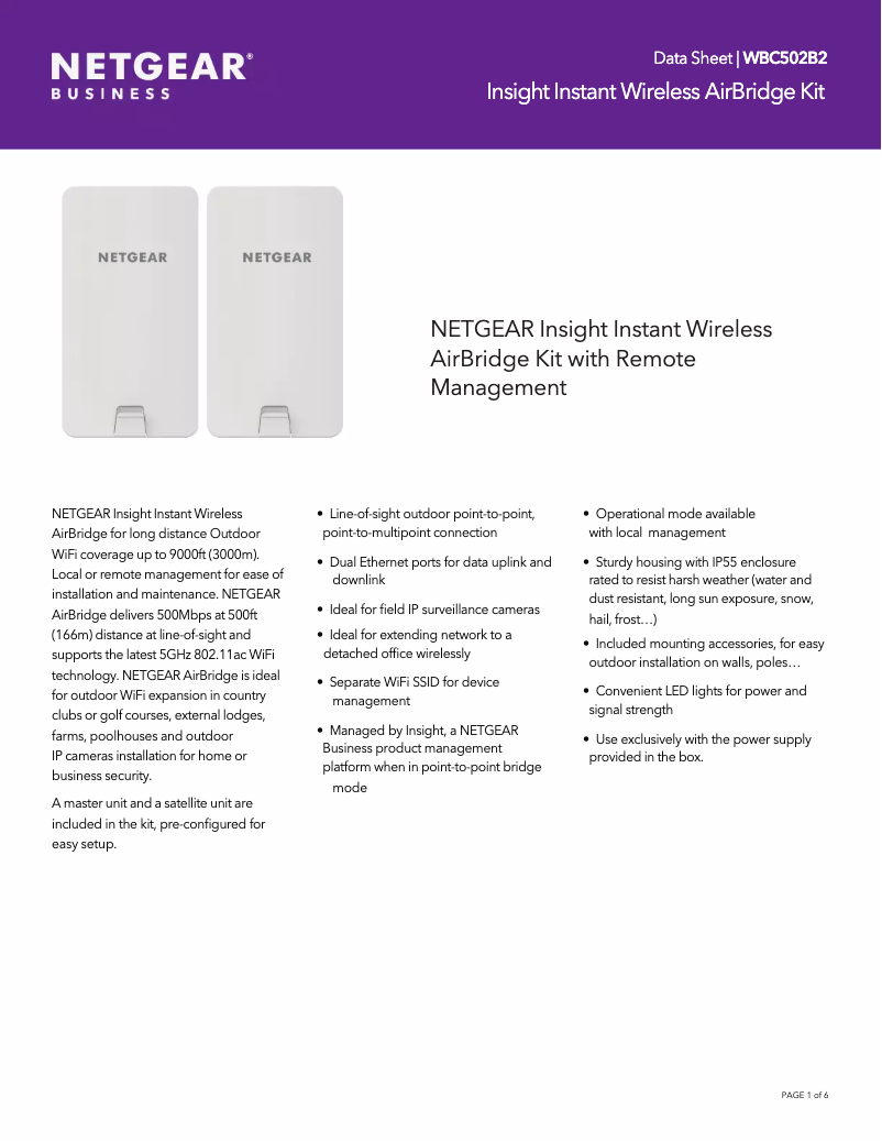 Page n°1 - Fiche technique Netgear WBC502