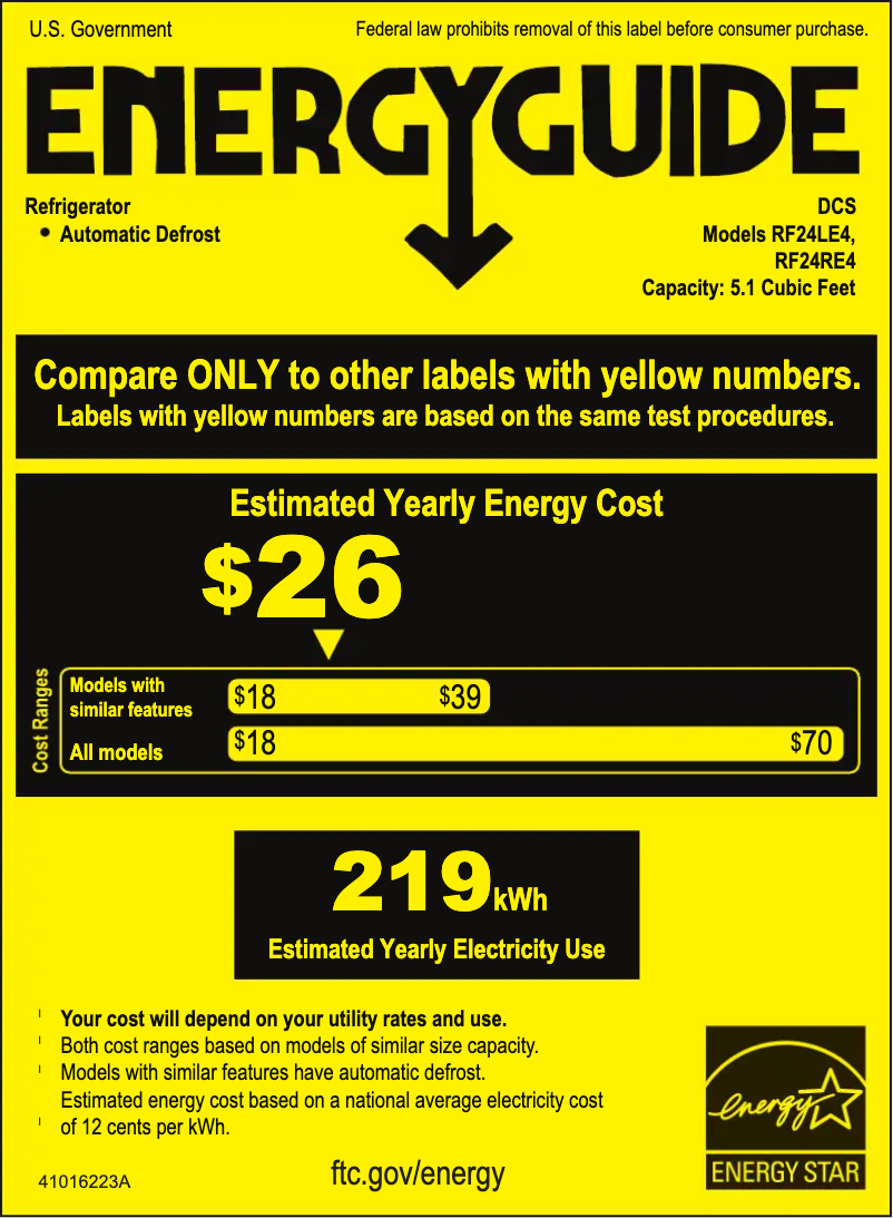 Página 1 del manual Etiqueta energética DCS RF24RE4