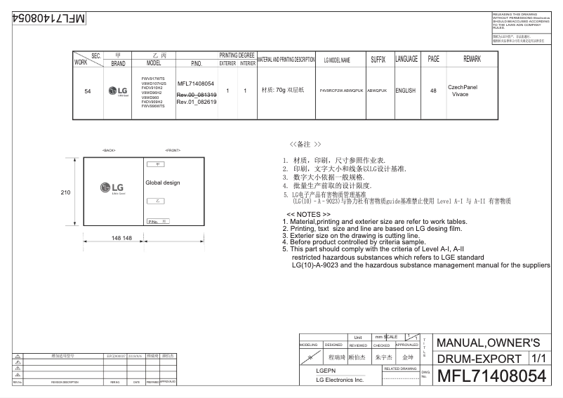 Page 1 de la notice Manuel utilisateur LG F4DV910H2S