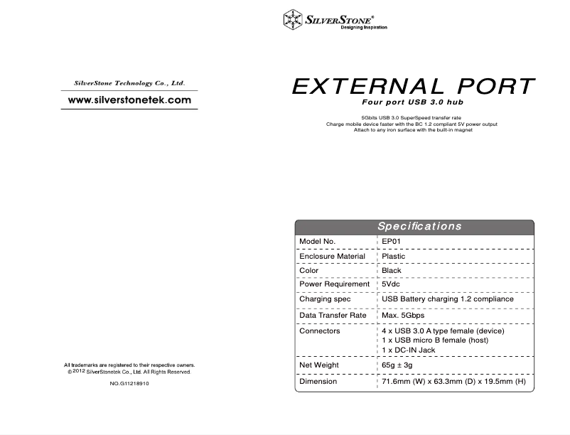 Image de la première page du manuel de l'appareil EP01