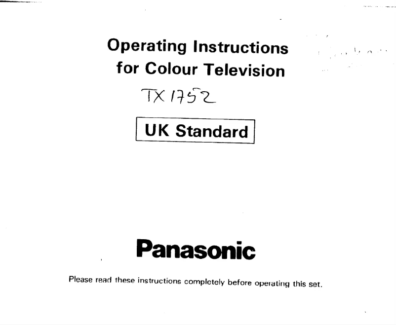 Página 1 del manual Manual de usuario Panasonic TX-1752