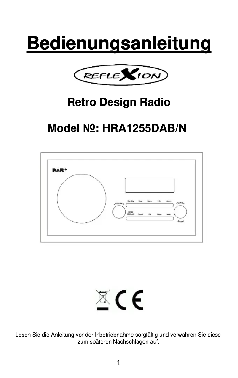 Page n°1 - Manuel utilisateur Reflexion HRA-1255DAB