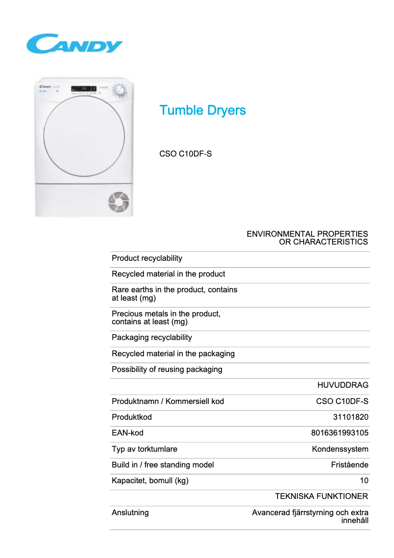 Image de la première page du manuel de l'appareil CSO C10DF-S