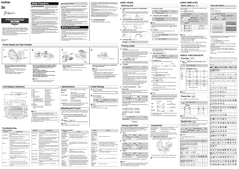 Page n°1 - Manuel utilisateur Brother P-touch PT-D200KN