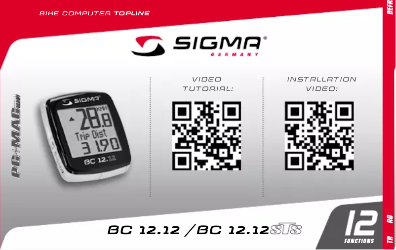 Page 1 de la notice Manuel utilisateur Sigma BC 12.12 STS
