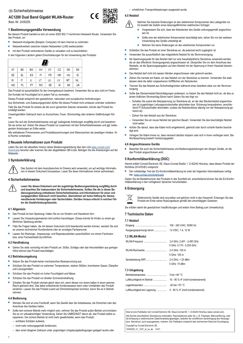 Image de la première page du manuel de l'appareil WR1300