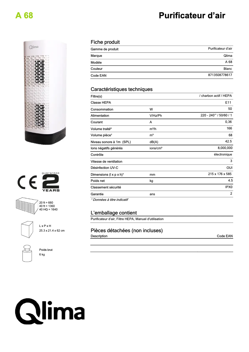 Image de la première page du manuel de l'appareil A 68