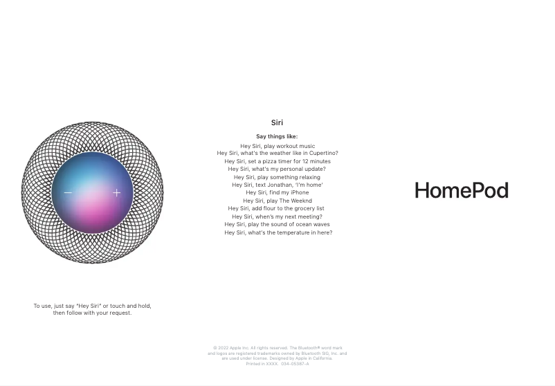 Image de la première page du manuel de l'appareil HomePod