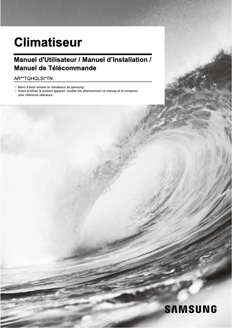 Page 1 de la notice Manuel utilisateur Samsung AR12TQHQLSI2TN