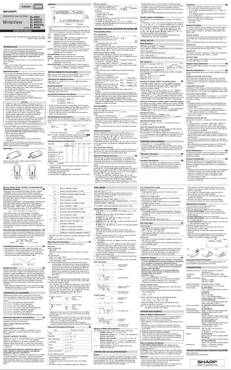 Page 1 de la notice Manuel utilisateur Sharp EL-W531HA