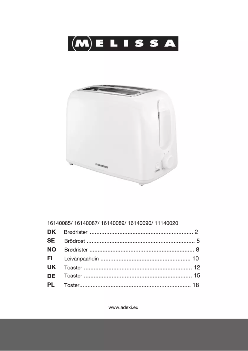 Page 1 de la notice Manuel utilisateur Melissa 11140020