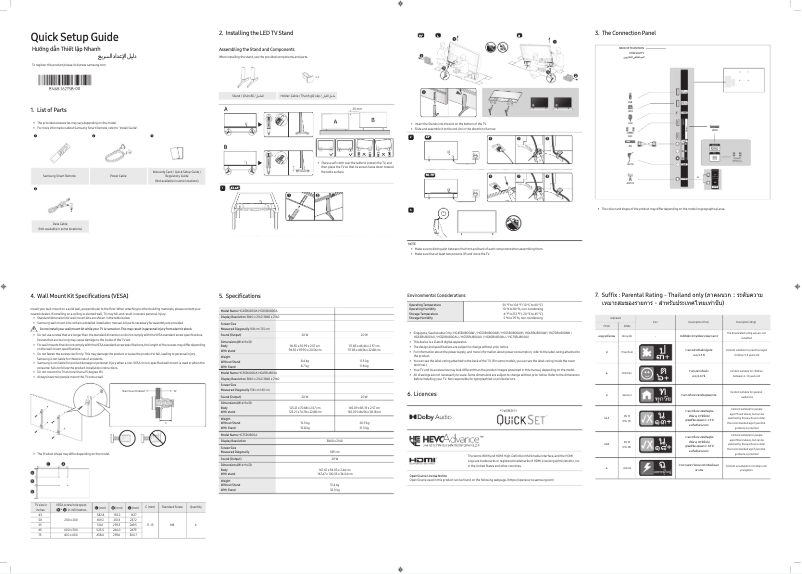 Page 1 de la notice Manuel utilisateur Samsung HG65BU800AU