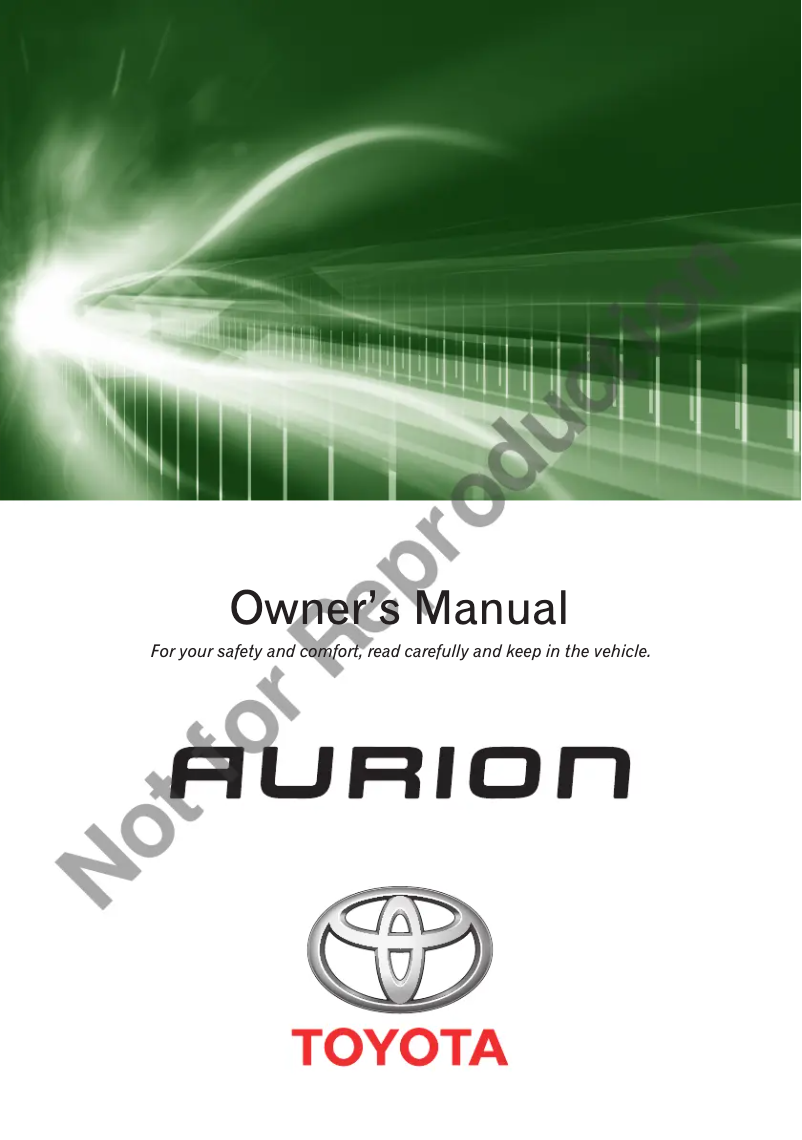 Page 1 de la notice Manuel utilisateur Toyota Aurion (2017)