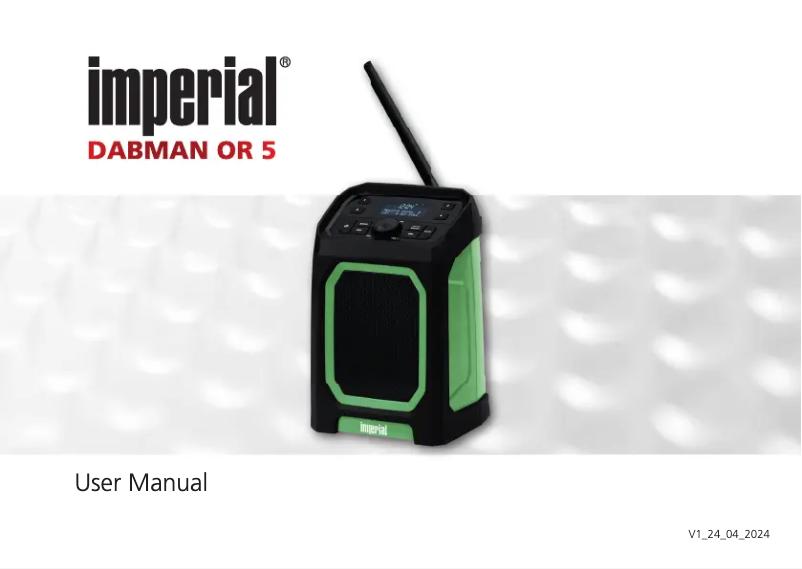 Page 1 de la notice Manuel utilisateur Imperial DABMAN OR 5