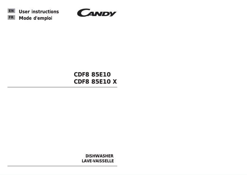 Page n°1 - Manuel utilisateur Candy CDF8 85E10X-S