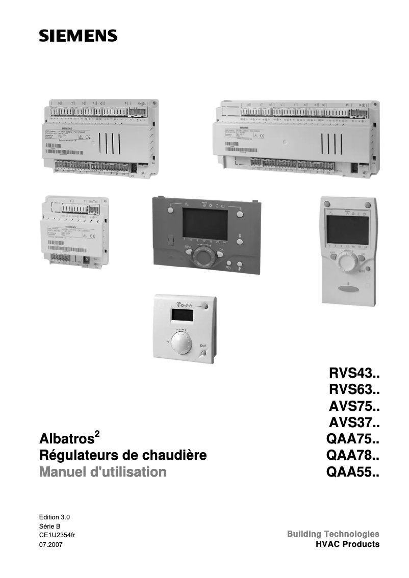Page 1 de la notice Manuel utilisateur Siemens QAA 75.611