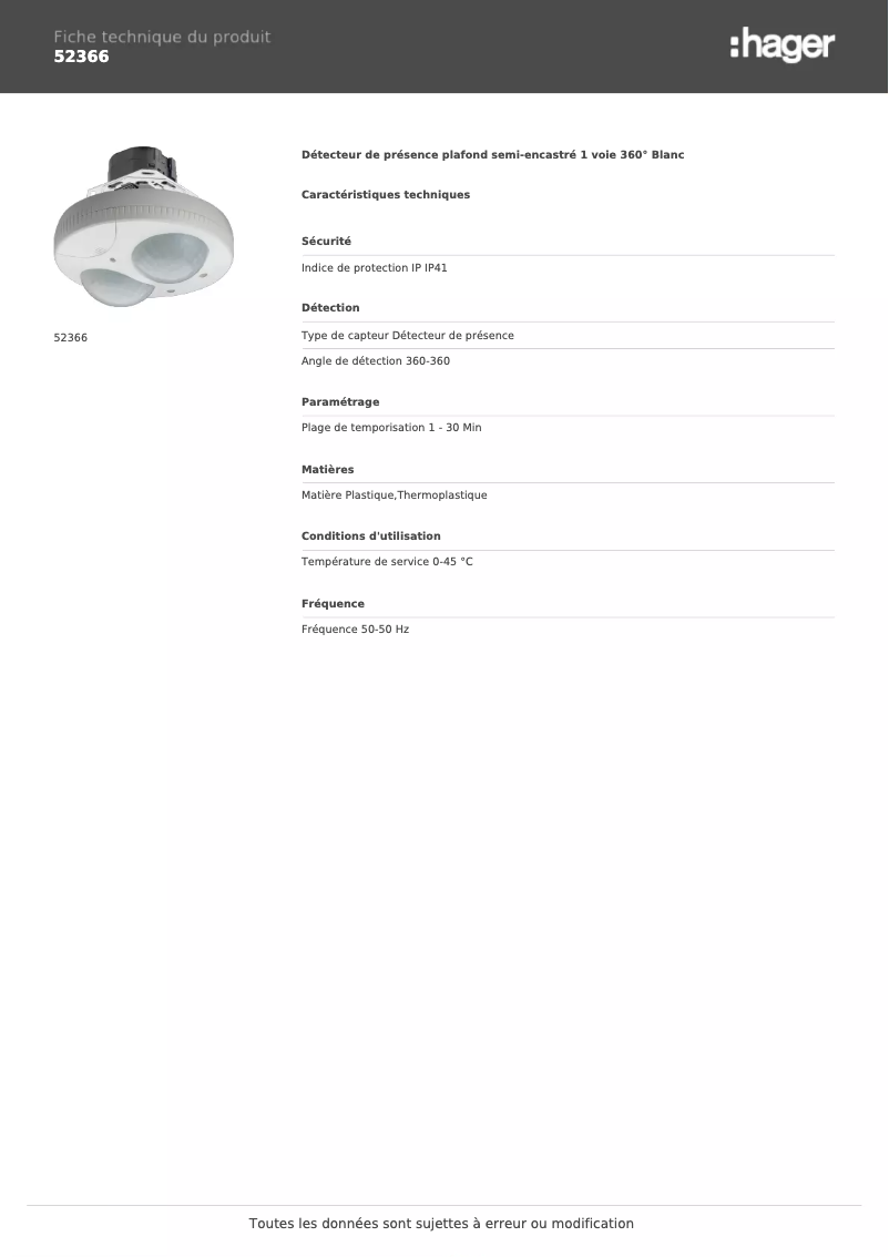 Image de la première page du manuel de l'appareil 52366