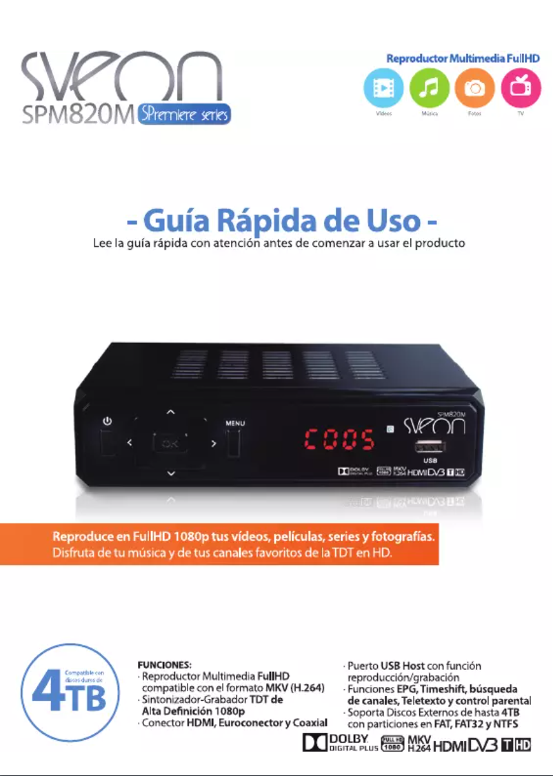Page 1 de la notice Manuel utilisateur Sveon SPM820M