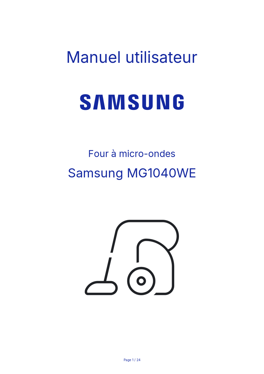 Image de la première page du manuel de l'appareil MG1040WE