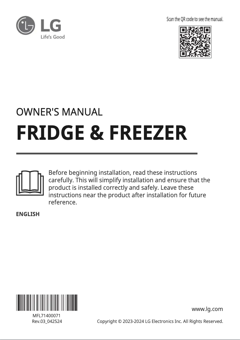 Page n°1 - Manuel utilisateur LG GBP52PZNCN1