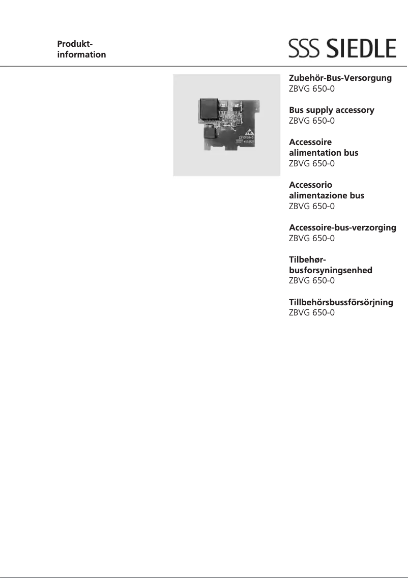 Página 1 del manual Manual de usuario Siedle ZBVG 650-0