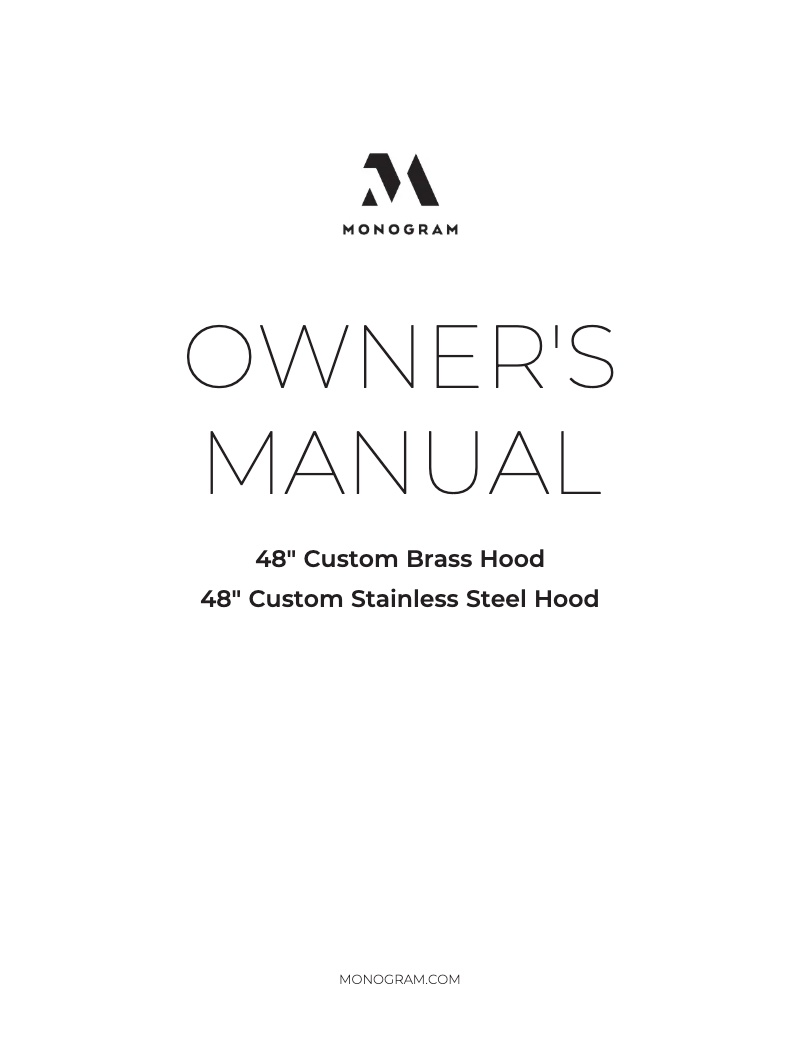 Page 1 de la notice Manuel d'utilisation et d'entretien Monogram ZVC48STSS