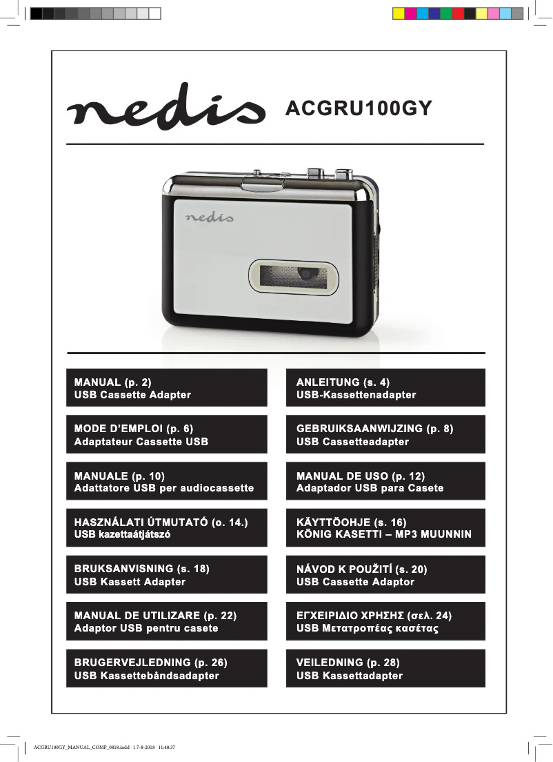 Page 1 de la notice Manuel utilisateur Nedis ACGRU100GY