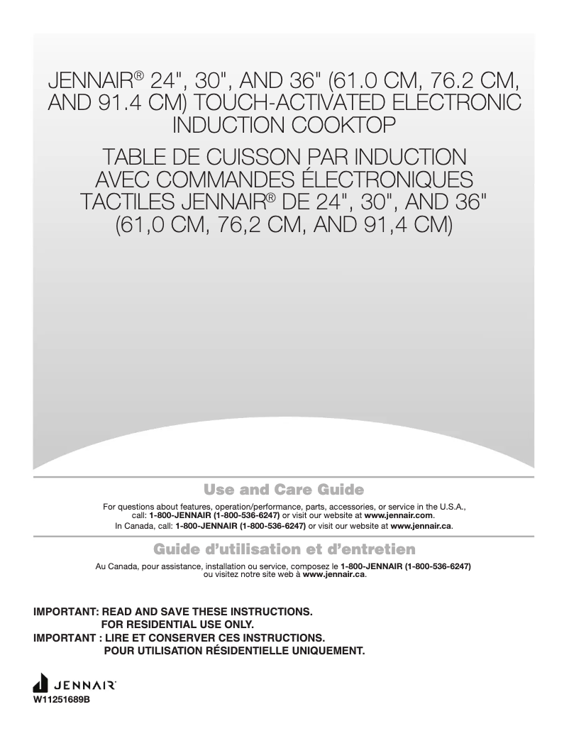 Page n°1 - Manuel d'utilisation et d'entretien JennAir JIC4730HS