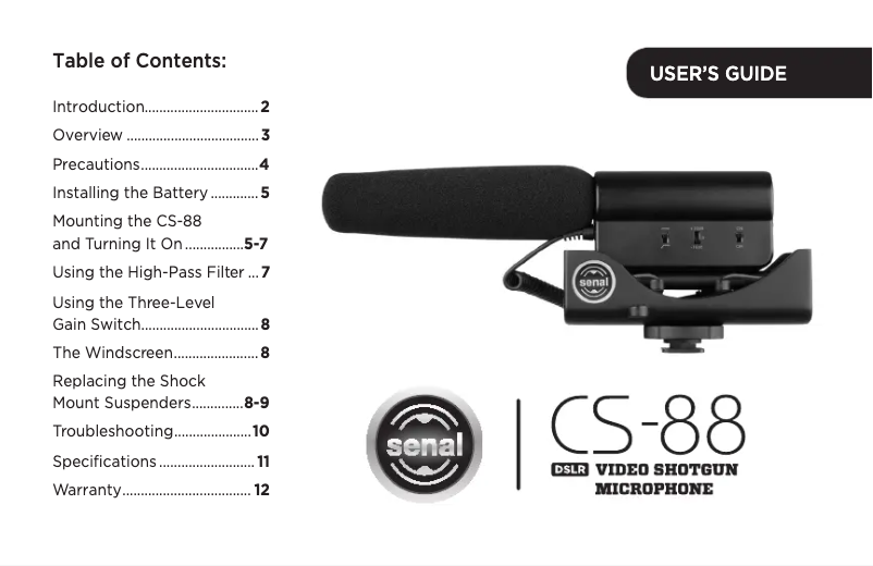 Page n°1 - Manuel utilisateur Senal CS-88