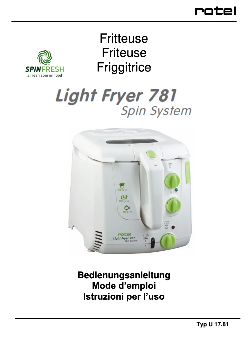 Page n°1 - Manuel utilisateur Rotel Light Fryer 781