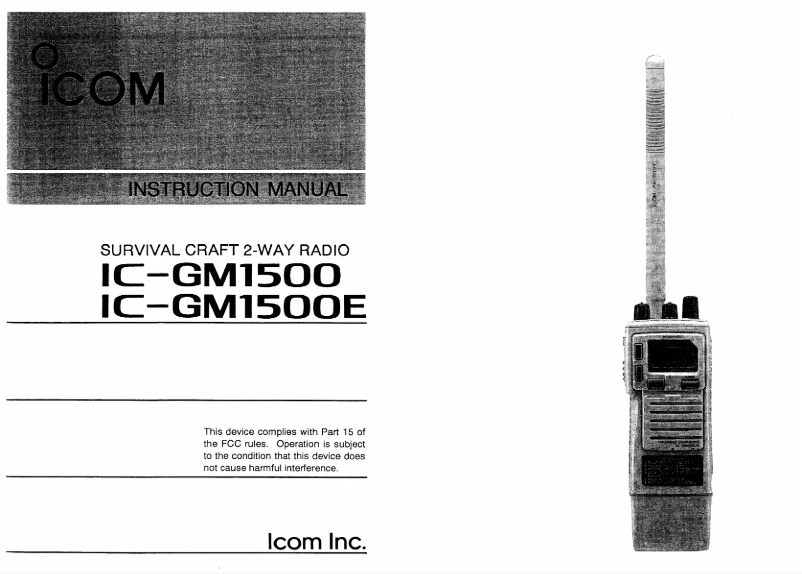 Page n°1 - Manuel utilisateur ICOM ICGM1500