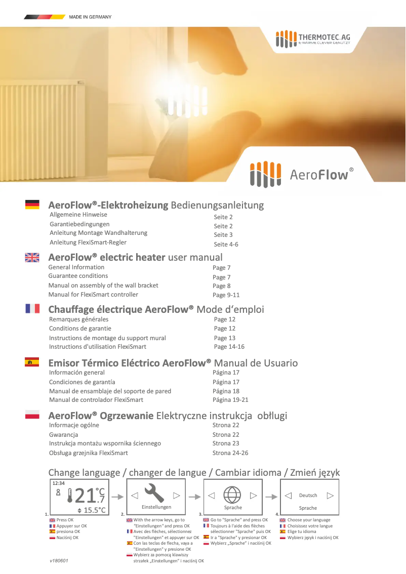 Page 1 de la notice Manuel utilisateur Thermotec AeroFlow Compact 1300w