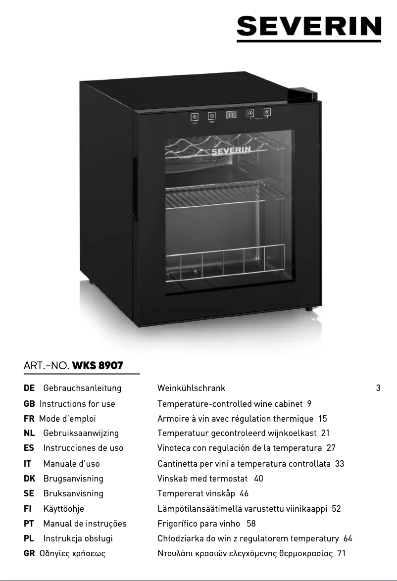Image de la première page du manuel de l'appareil WKS 8907