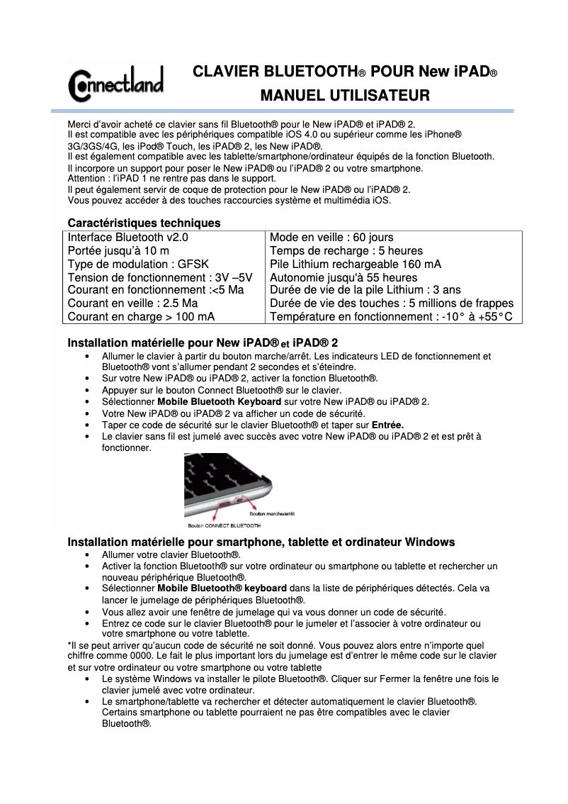 Image de la première page du manuel de l'appareil CL-PKB108