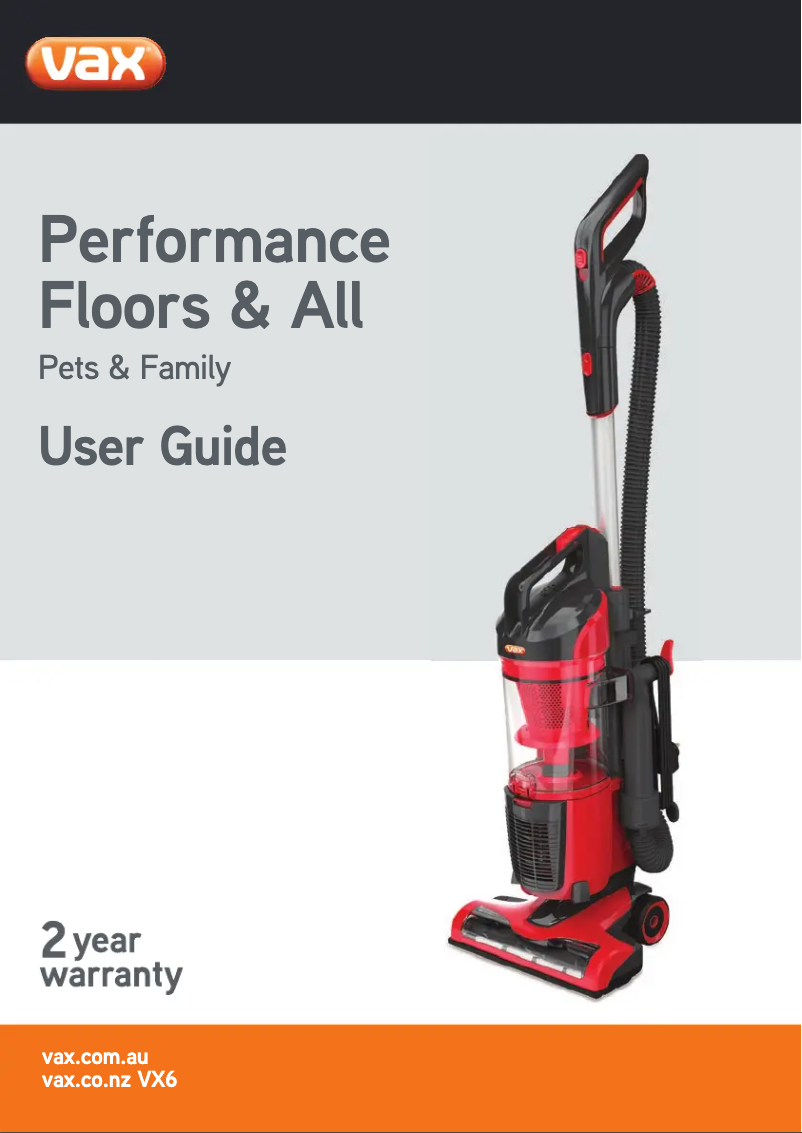 Image de la première page du manuel de l'appareil Performance Floors & All VX6