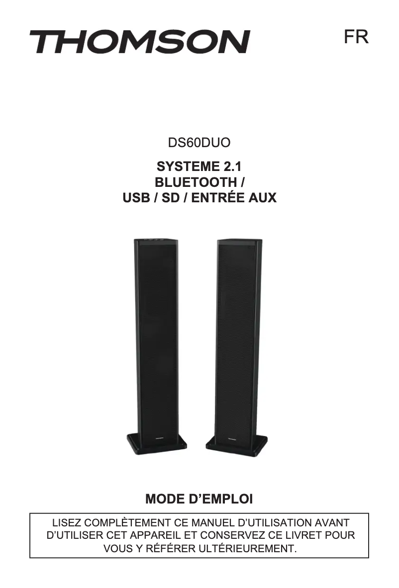 Page 1 de la notice Manuel utilisateur Thomson DS60DUO