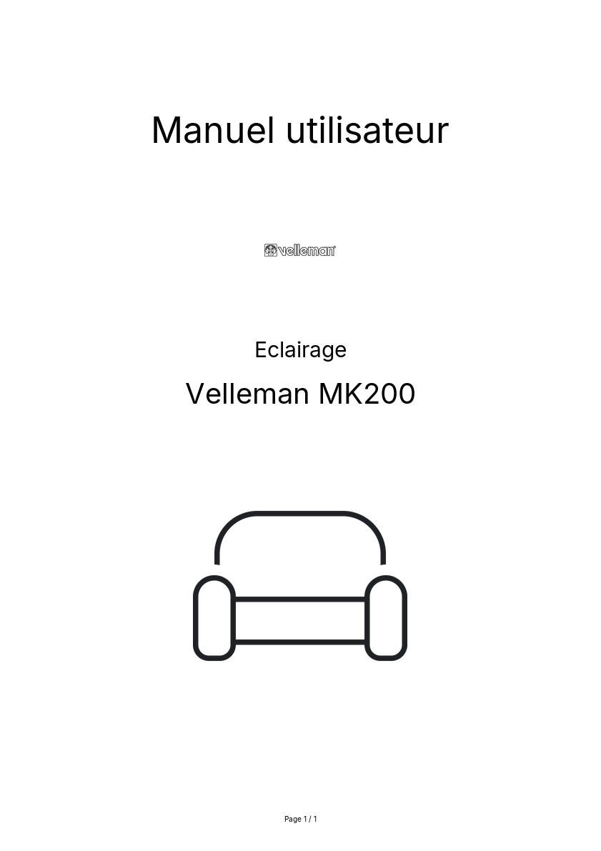 Page n°1 - Manuel utilisateur Velleman MK200