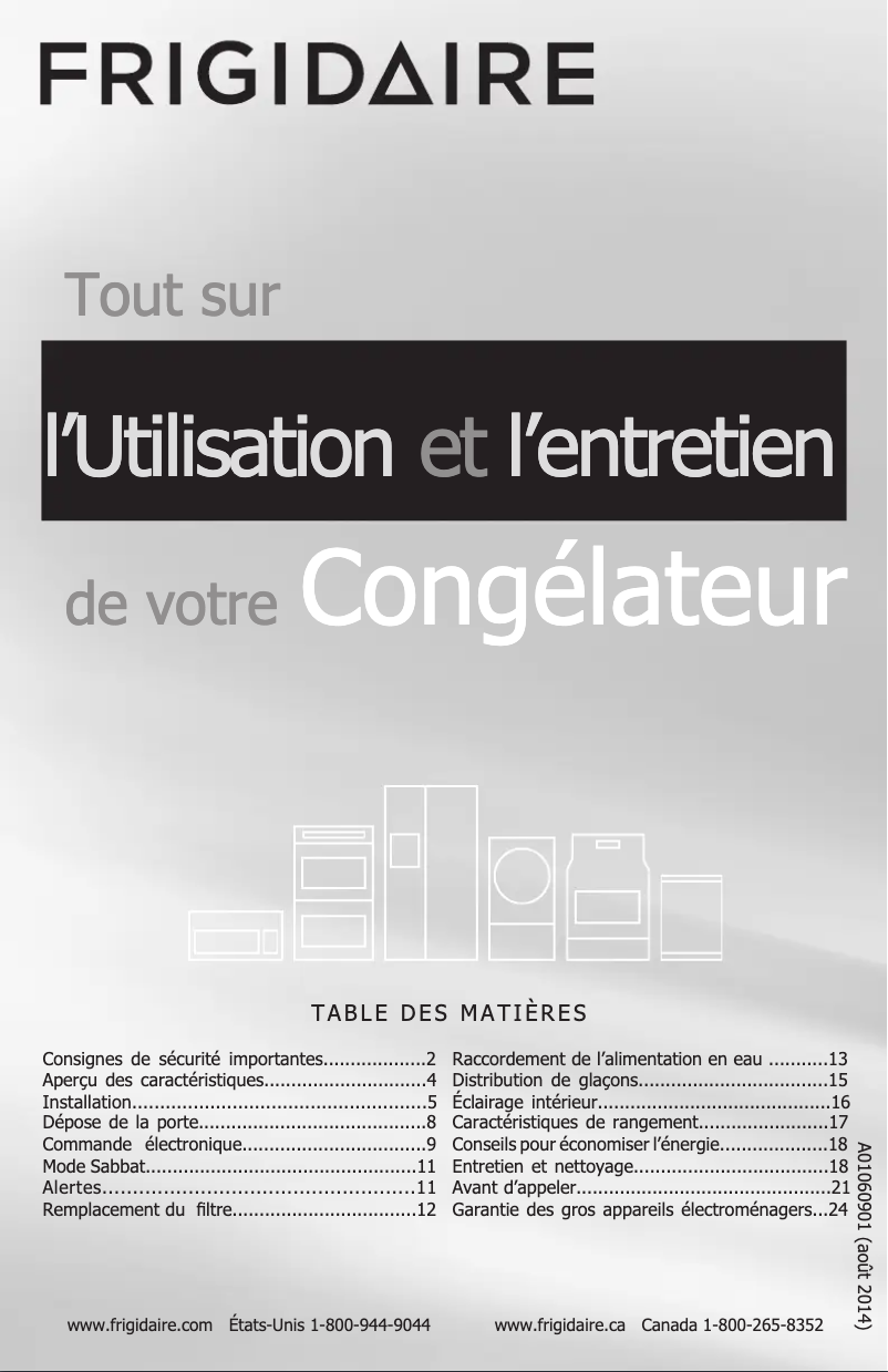 Page n°1 - Manuel utilisateur Frigidaire FPFU19F8QF