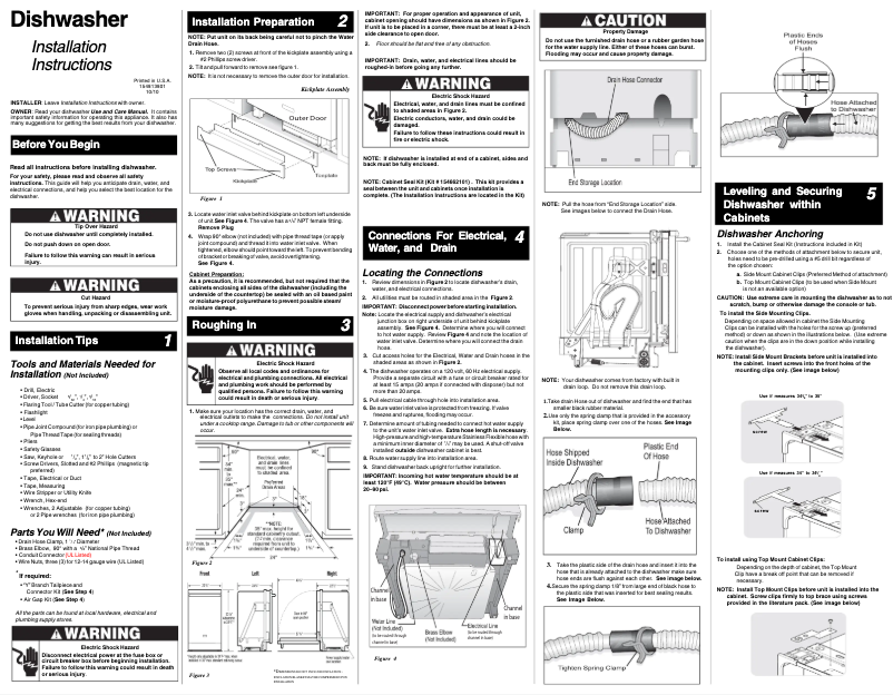 Page 1 de la notice Guide d'installation Electrolux EIDW5905JW