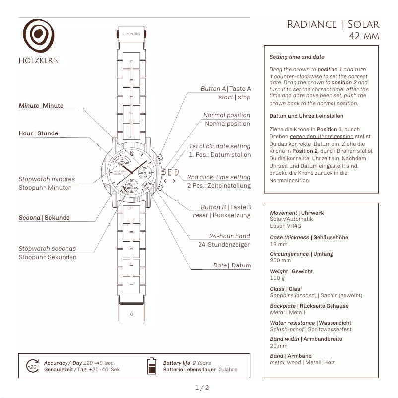 Page 1 de la notice Manuel utilisateur Holzkern Radar