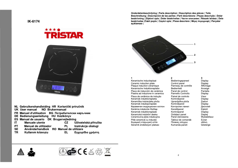 Page 1 de la notice Manuel utilisateur TriStar IK-6174