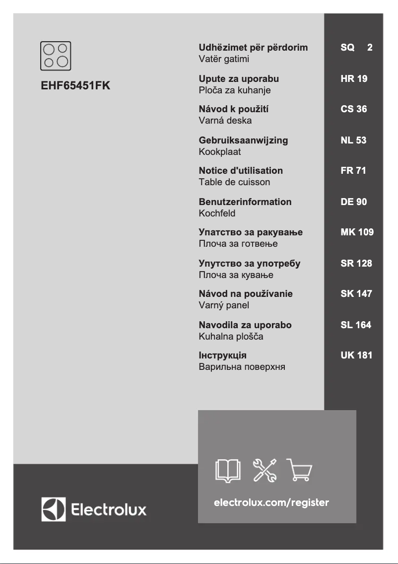 Page 1 de la notice Manuel utilisateur Electrolux EHF65451FK