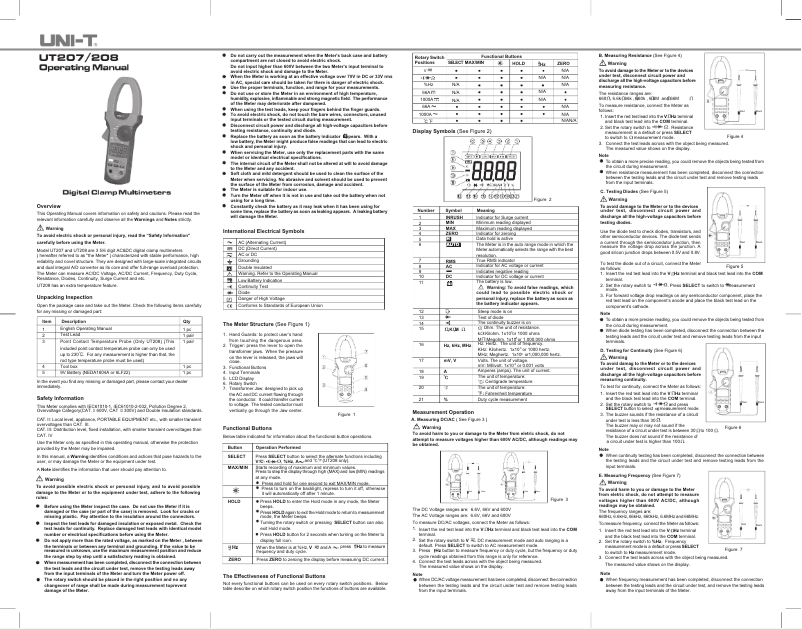 Page n°1 - Manuel utilisateur Uni-T UT208