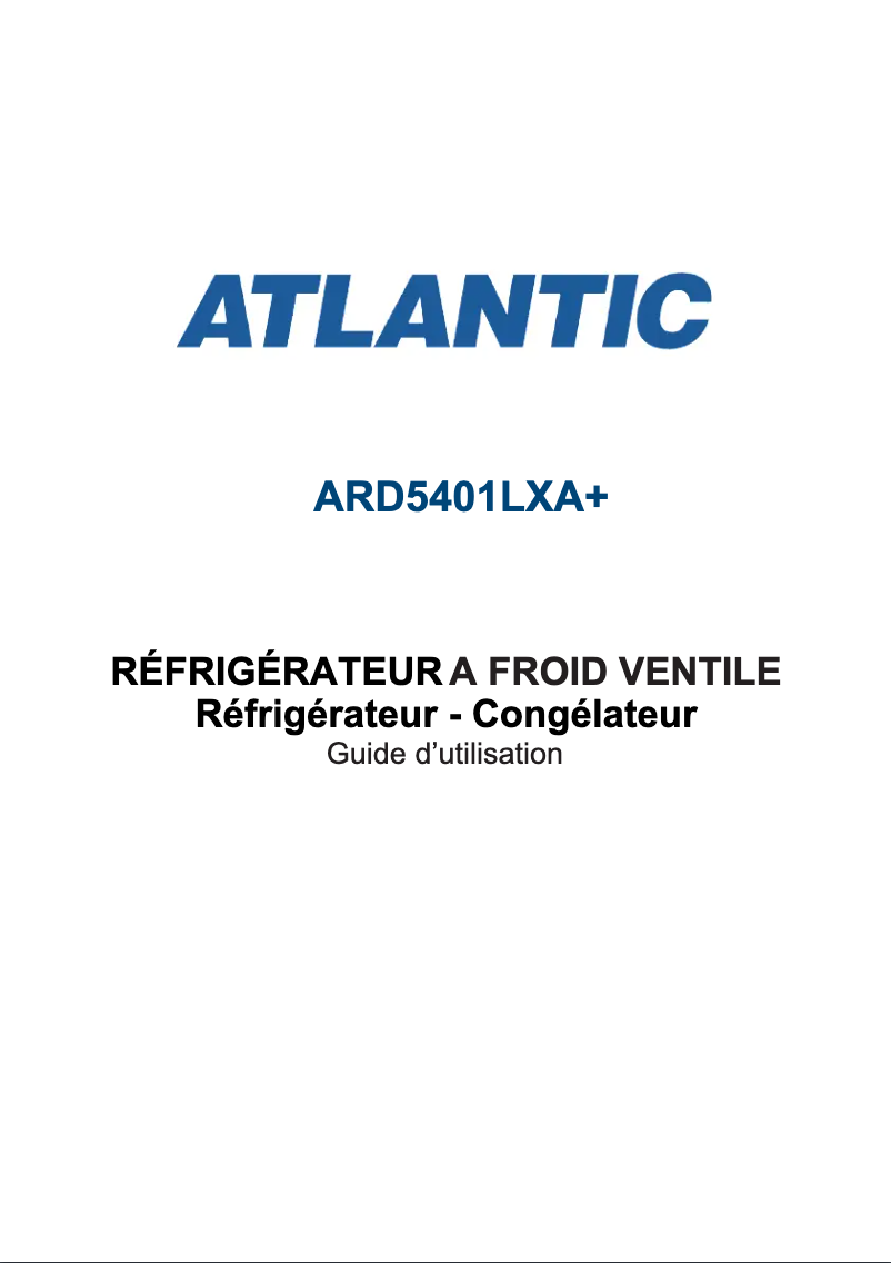 Page 1 de la notice Manuel utilisateur Atlantic ARD5401LXA+