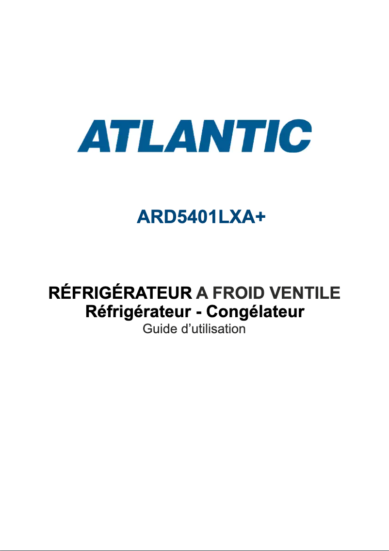 Image de la première page du manuel de l'appareil ARD5401LXA+