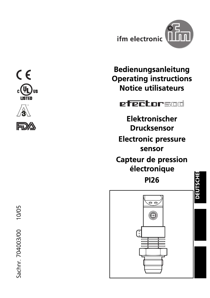 Page 1 de la notice Manuel utilisateur IFM PI2656