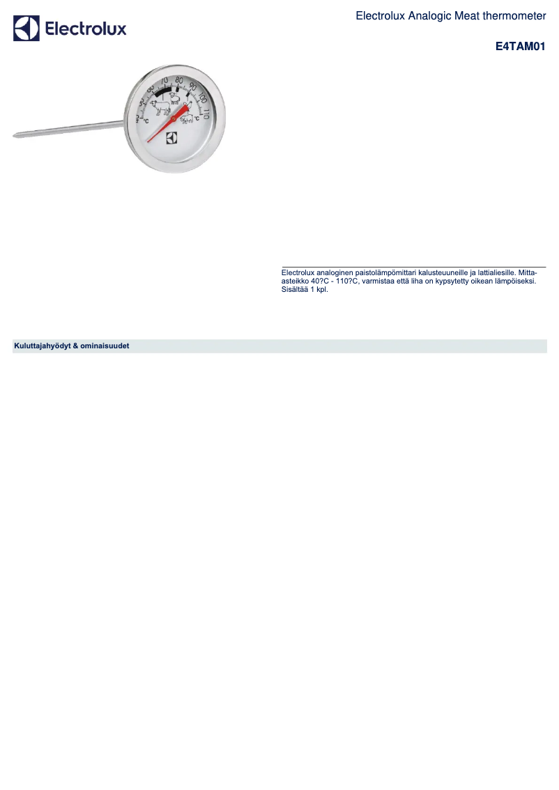 Page 1 de la notice Brochure Electrolux E4TAM01