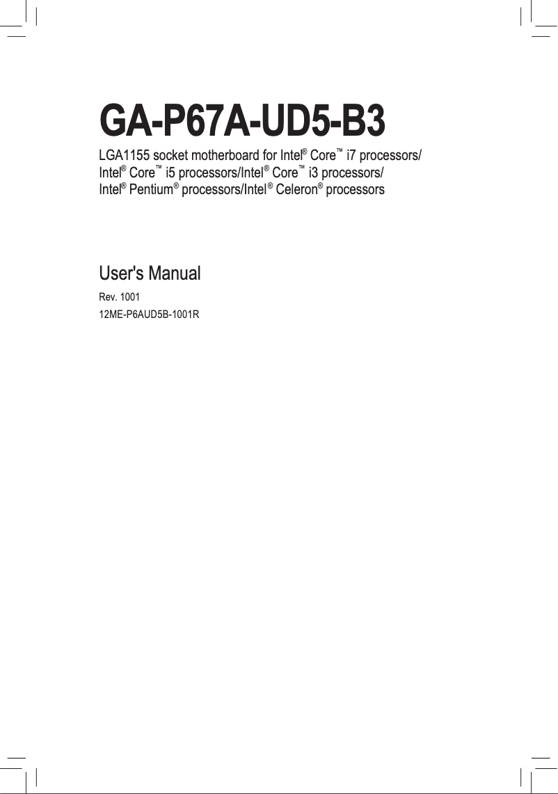 Page n°1 - Manuel utilisateur Gigabyte GA-P67A-UD5-B3