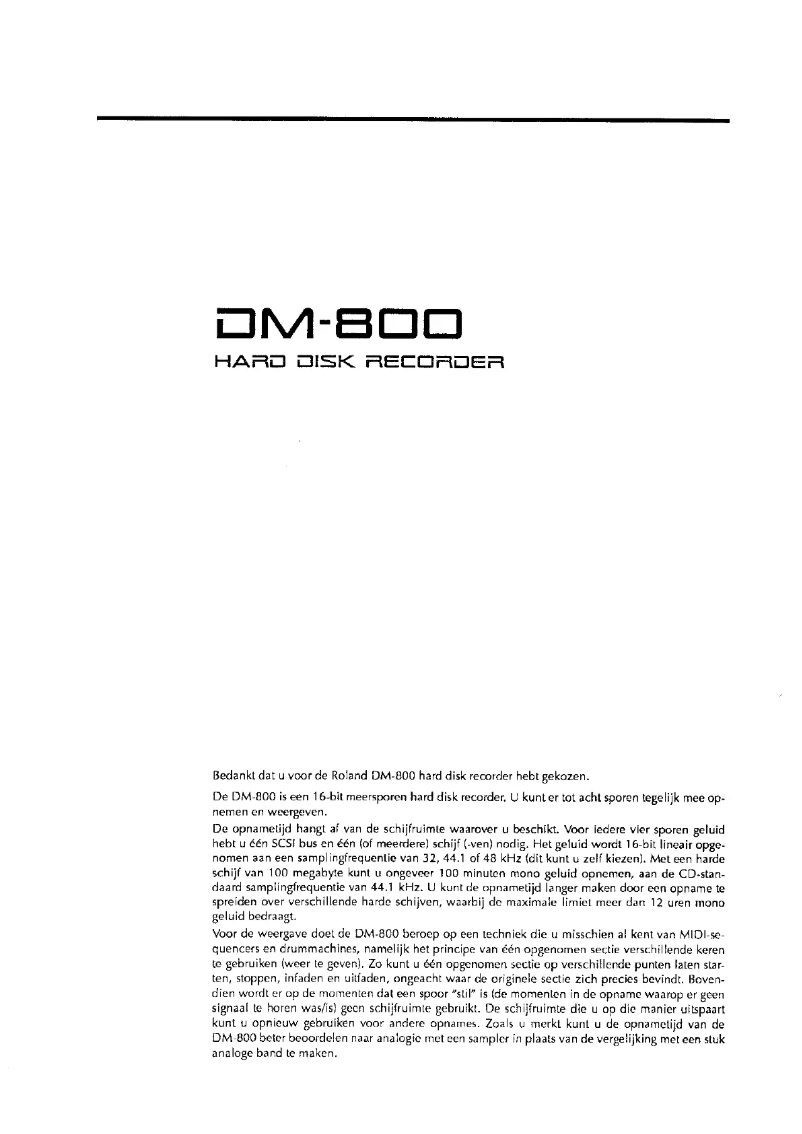 Page n°1 - Manuel utilisateur Roland DM-800